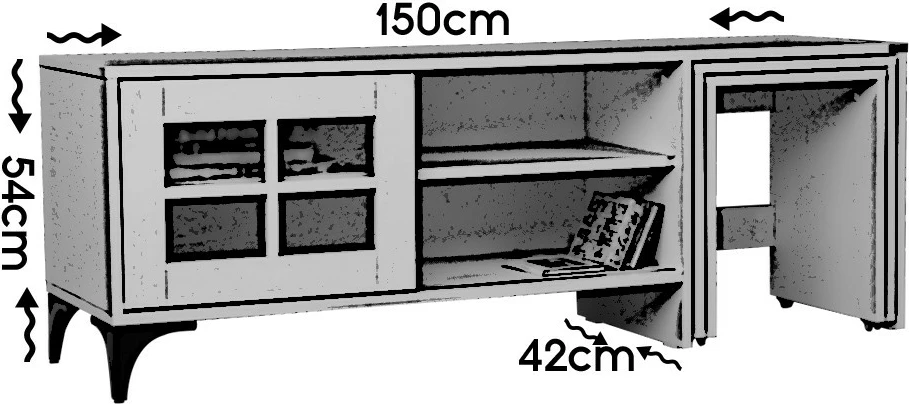 Komodinë për TV Hanah Home Revival, ngjyrë lisi, me tavolina ndihmëse