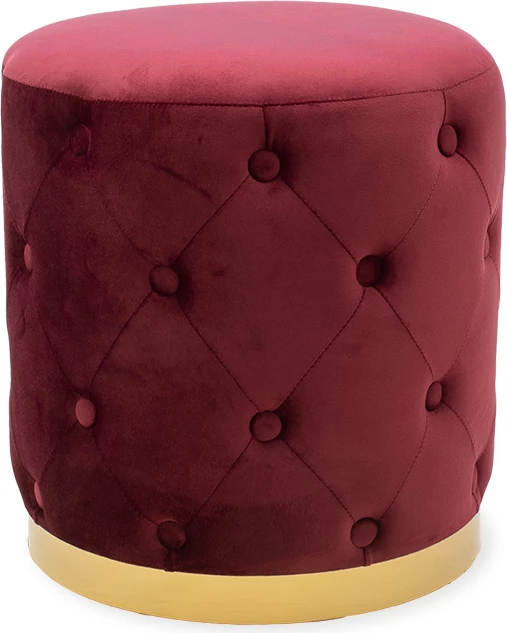 Karrige për bar, kadife e kuqe e errët - metal i artë, 40x40x42cm