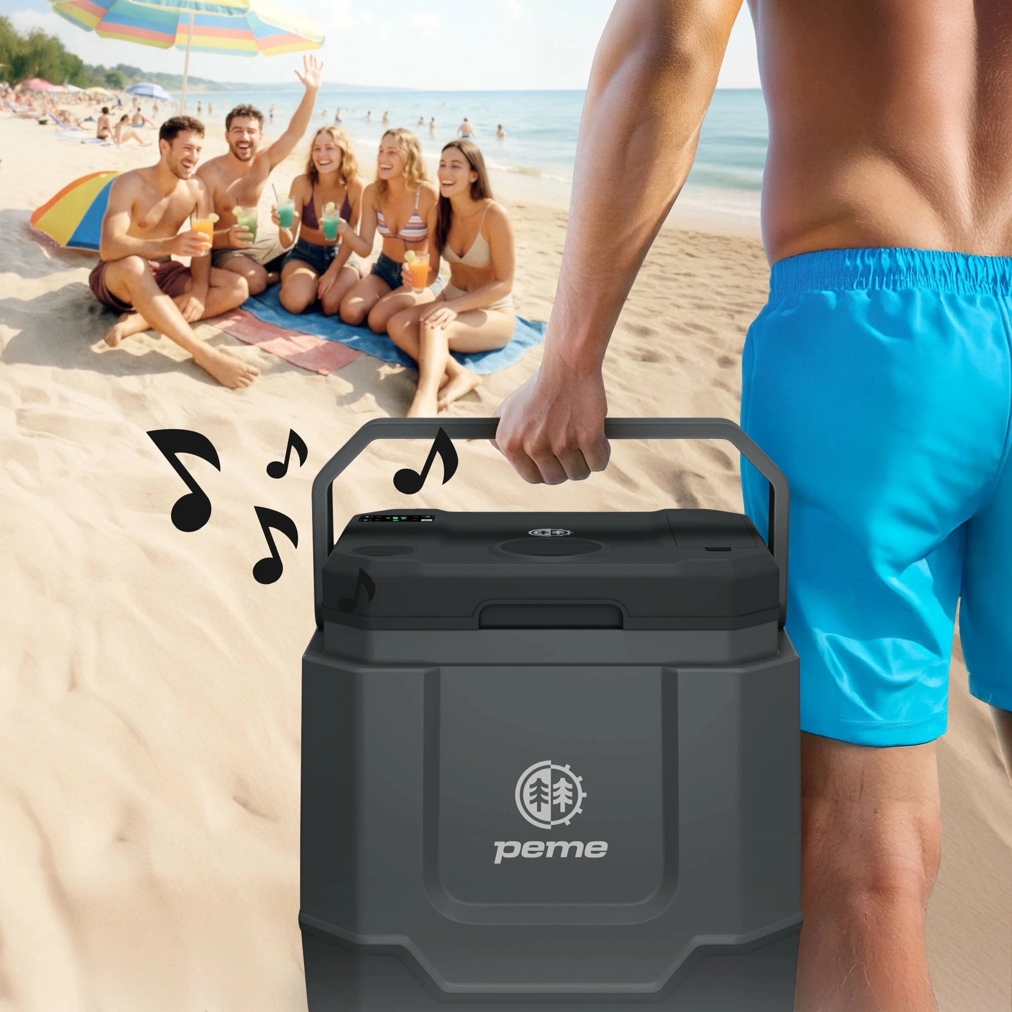 Frigorifer udhëtimi Peme Trip 31.5 L, ftohje/ngrohje, Bluetooth, USB, 12V/230V, i zi
