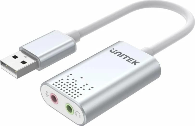 Kartë zëri e jashtme USB Unitek Y-247A, stereo, 2x 3.5mm, 16-bit, Argjendtë