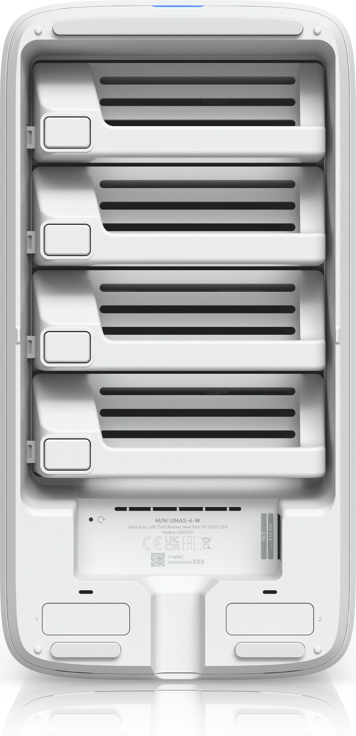 NAS sistem Ubiquiti UNAS-4-W, 4-bay, 4GB RAM, 2x M.2 NVMe, 2.5GbE, i bardhë