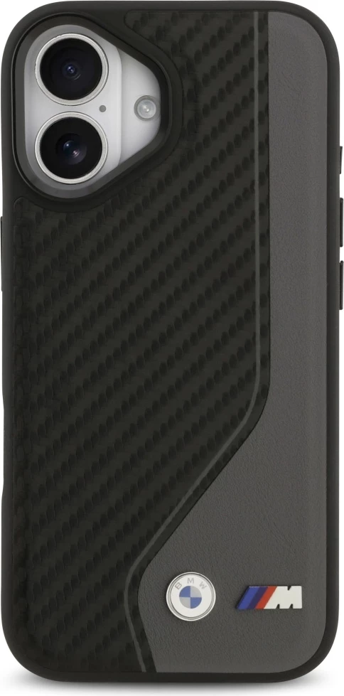Mbështjellës MagSafe BMW M Carbon Logo për iPhone 17, karbon/eko-lëkurë, Gri (anthracite), në kuti