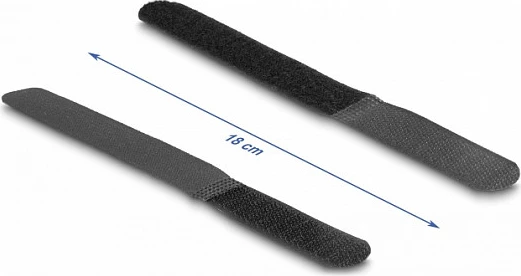 Lidhëse kabllosh me Velcro DeLOCK 180x20 mm, 10 copë, e zezë
