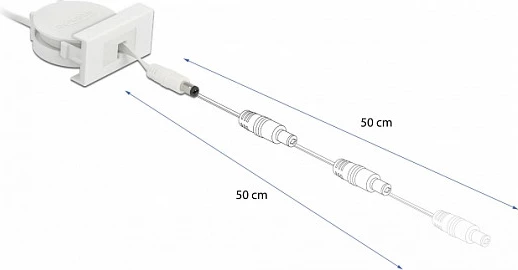 Kablë rryme DC DeLOCK Easy 45 Retractable, 5.5x2.1mm F/M, 0.62m, 12V 1.5A, e bardhë
