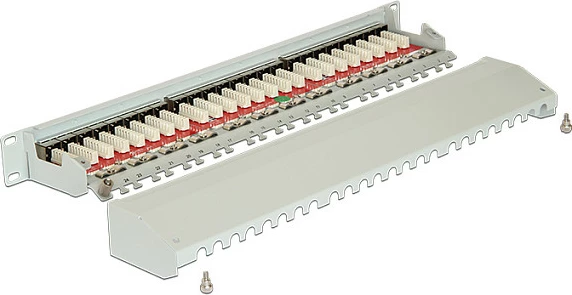 Patchpanel DeLOCK 19" 24-Port Cat6A, 1U, RJ-45, metal, gri