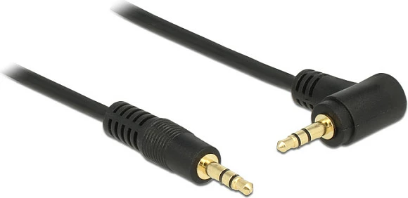 Kabllo audio DeLOCK 3.5mm M/M 5m, konektor me kënd 90°, e zezë