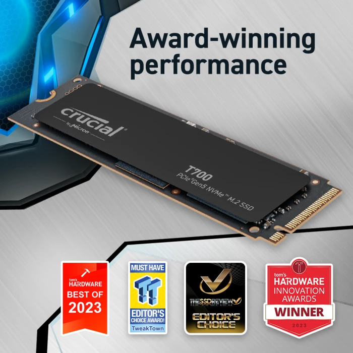 SSD CRUCIAL T700 1TB PCIe Gen5 NVMe M.2 2280, e zezë
