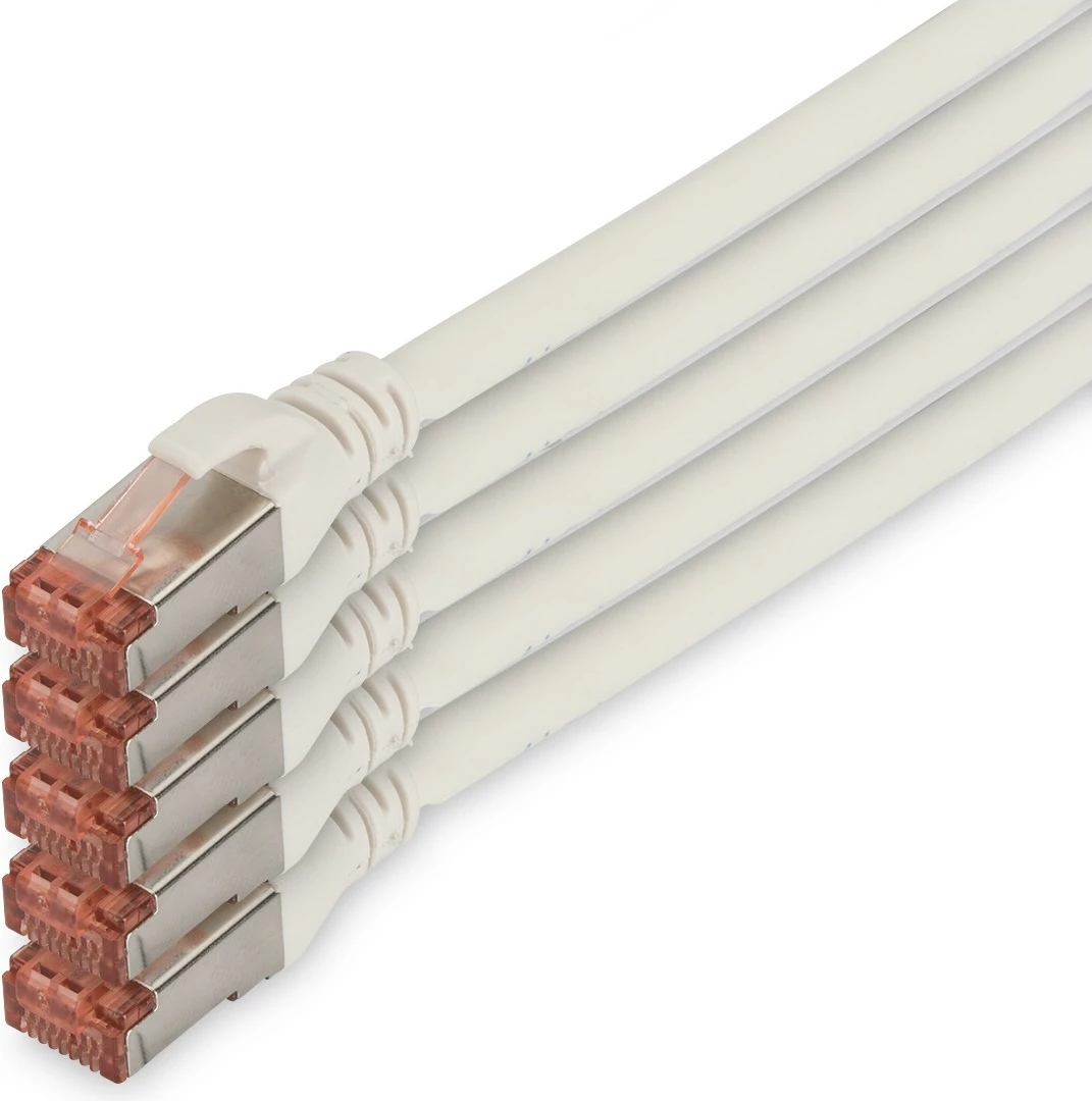 Kabllo rrjeti Cat6 Digitus, 10m, S/FTP, 5 copë, e bardhë