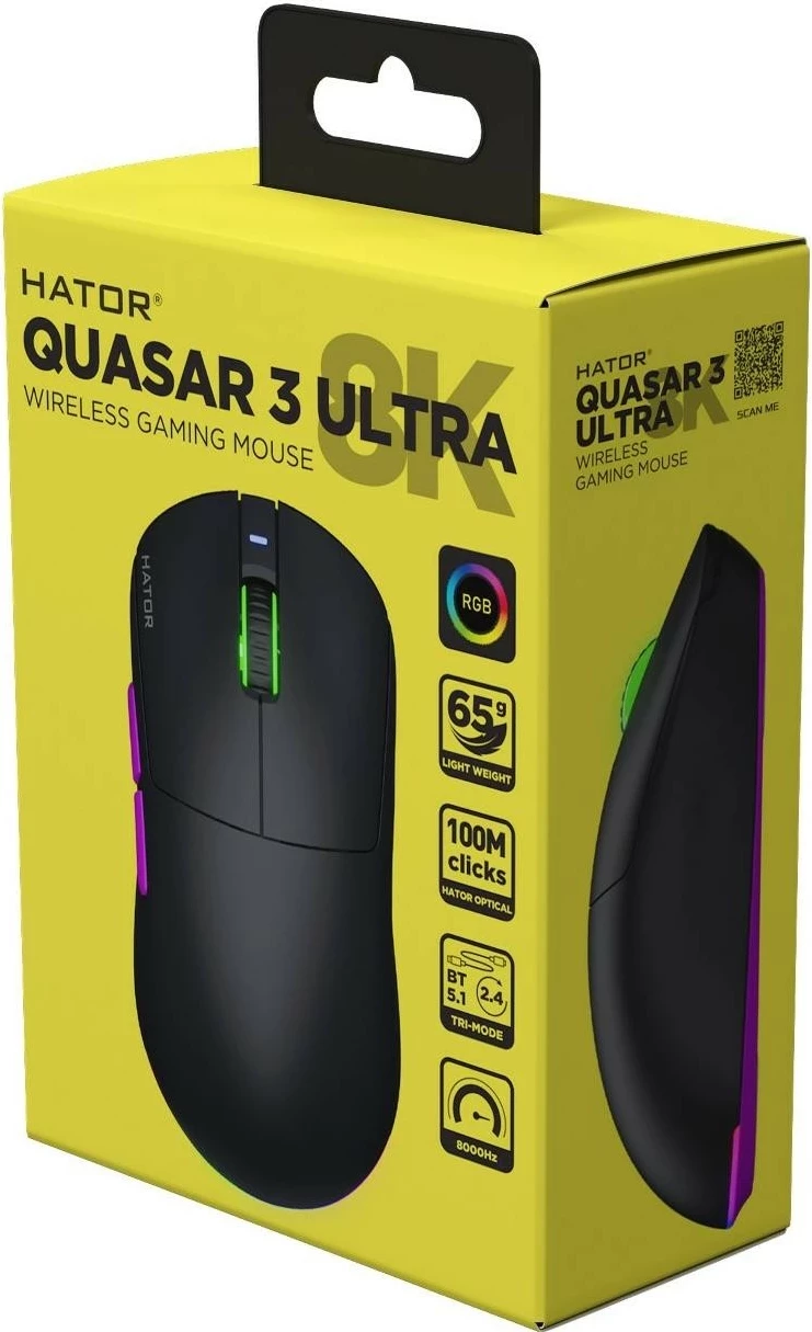 Maus Hator Quasar 3 ULTRA 8K, wireless, RGB, i zi