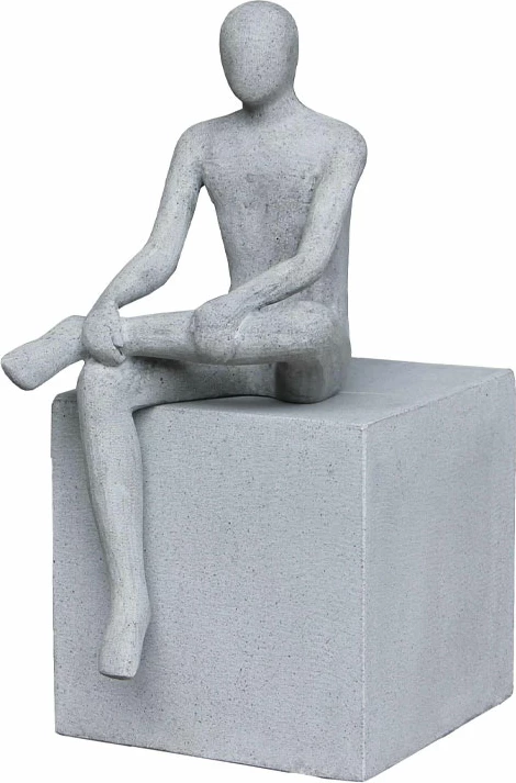 Figurë dekorative Relaxing Man, gur sintetik, ngjyrë gri, 26x26x52cm