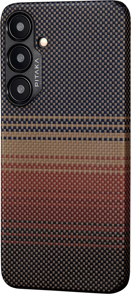 Mbështjellës Pitaka MagEZ Case 4 për Samsung Galaxy S24, MagSafe, aramid fiber, ultra i hollë Sunset, kafe/portokalli 5