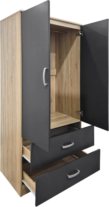 Dollap me dy dyer, me 2 sirtarë, Alvia, ngjyrë sonoma-antracit, 80x51.5x180cm