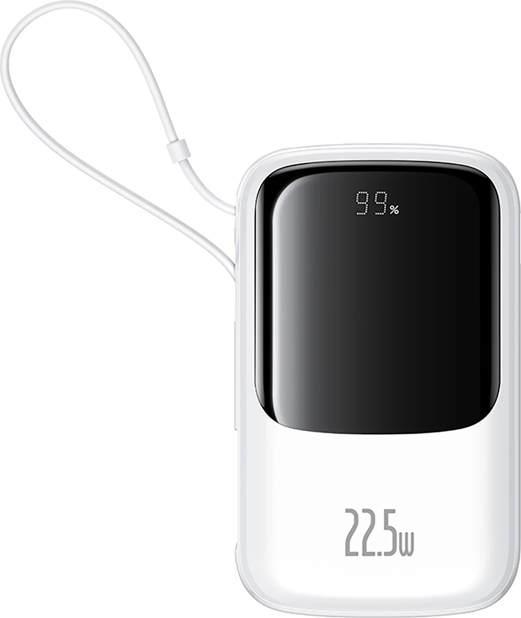 Powerbank Baseus Qpow Pro+ 10000mAh, 22.5W, me kabllo USB-C, Bardhë