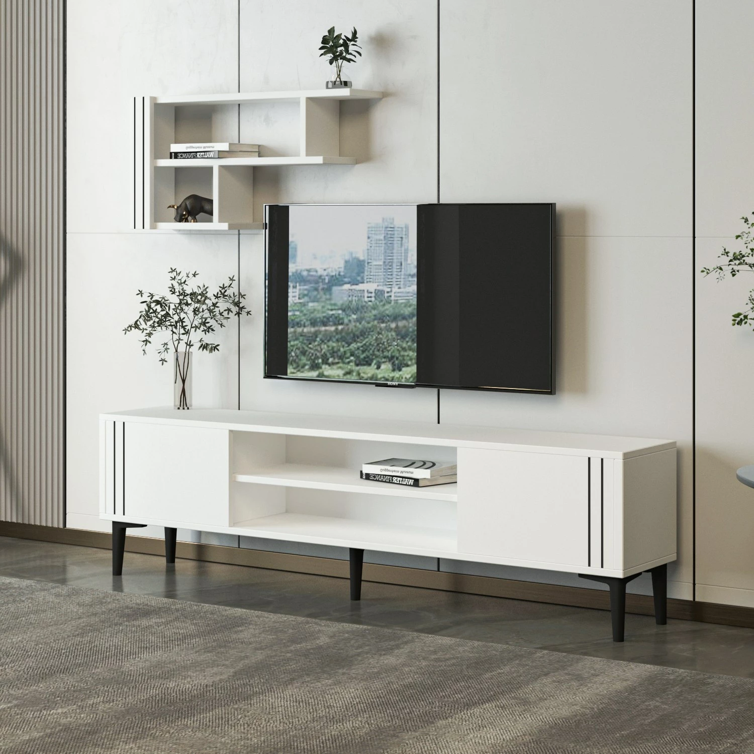 Set komodë TV Hanah Home, ngjyrë e bardhë, Snow