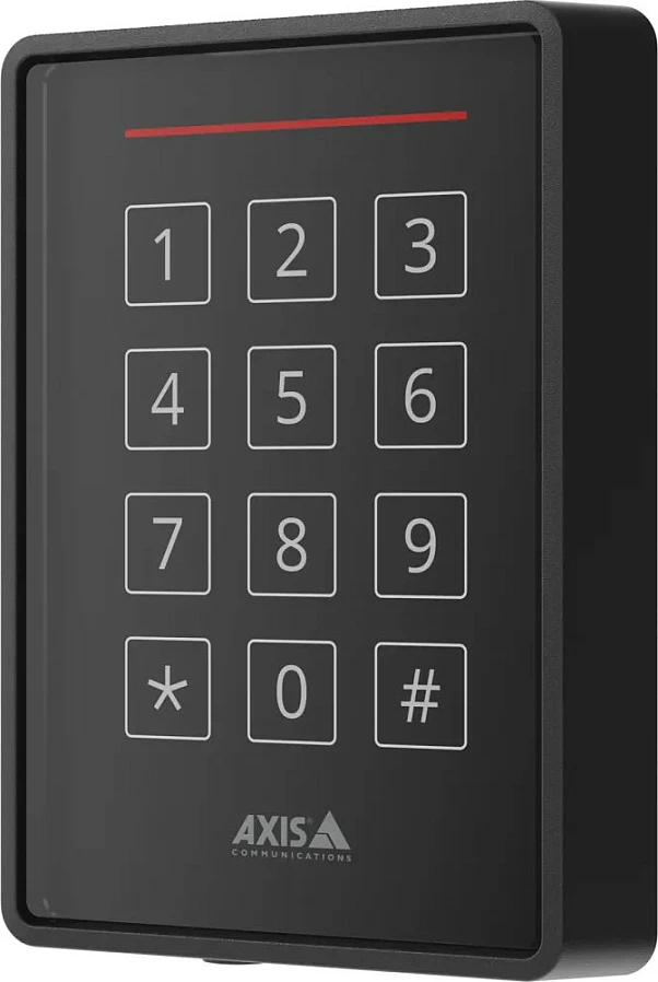Lexues kontrolli qasje Axis A4131-E, RFID 13.56MHz, tastierë e ndriçuar, për jashtë, i zi
