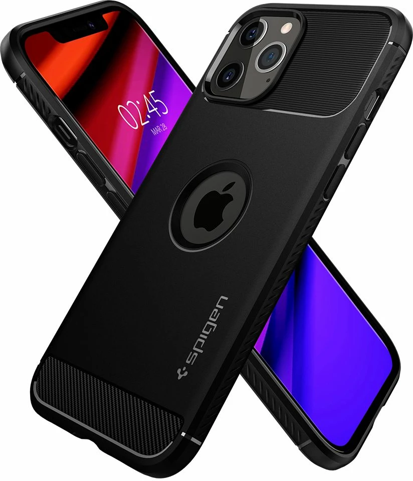 Mbështjellës Spigen Rugged Armor për iPhone 12 / iPhone 12 Pro, Matte Black