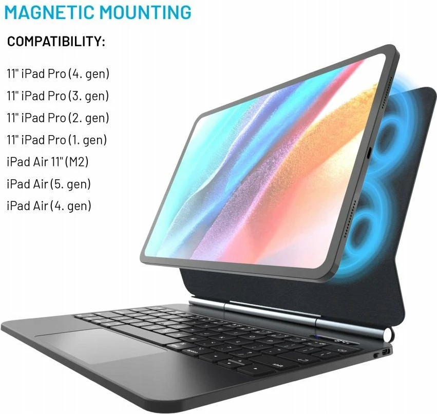 Mbështjellës me tastierë FIXED Typee për iPad Pro 11\"/iPad Air 10.9\", Bluetooth 5.2, USB-C, i zi