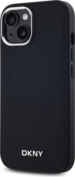 Mbështjellës DKNY Plain Logo MagSafe për iPhone 15, i zi