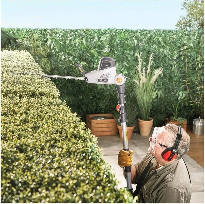 sharrë elektrike teleskopike 2-në-1 dhe gërshërë për gardh VONHAUS 2500263, 750W/460W, 8\" (20cm) Oregon, kabllo 10m, gri/zezë