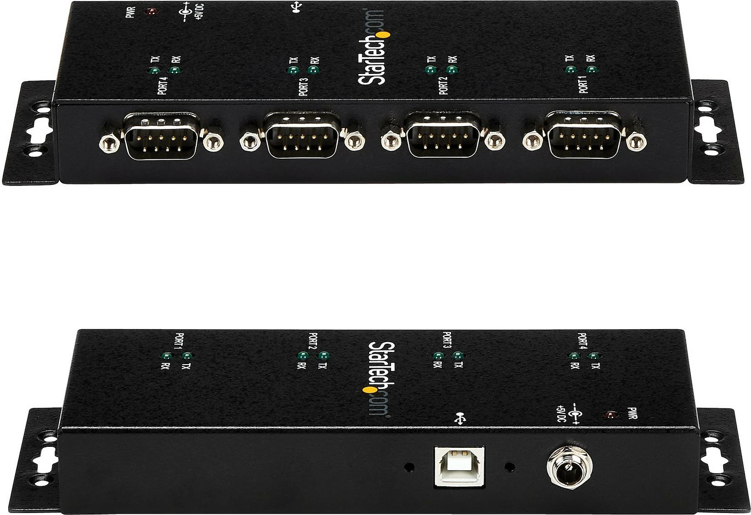 Adapter hub USB në RS232 StarTech ICUSB2324I, 4 porta DB9, USB 2.0 Type-B, DIN Rail/Wall Mount, i zi