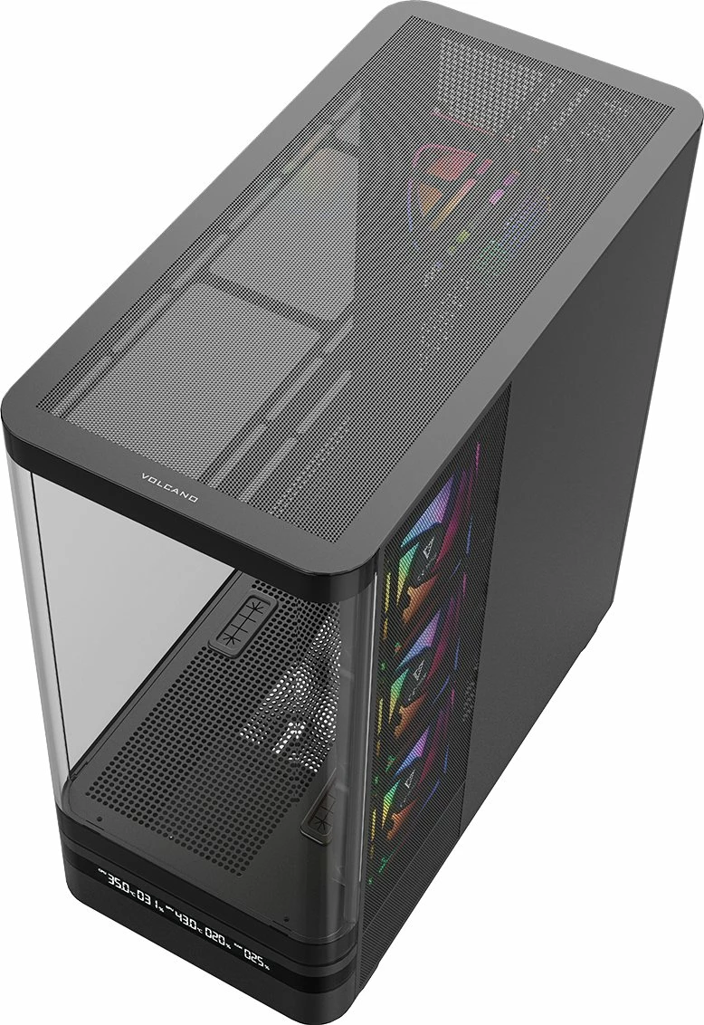 Kasë Modecom Volcano AQ200 ARGB MC-A-AQ200-4FA-B, Midi Tower ATX, 4x120mm ARGB fanë, USB-C, e zezë