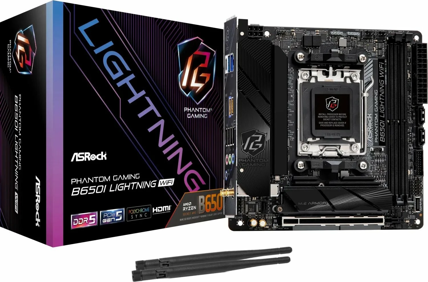 Pllakë amë ASRock B650I Lightning WiFi Mini-ITX, DDR5, Wi‑Fi 6E, 2.5Gb LAN