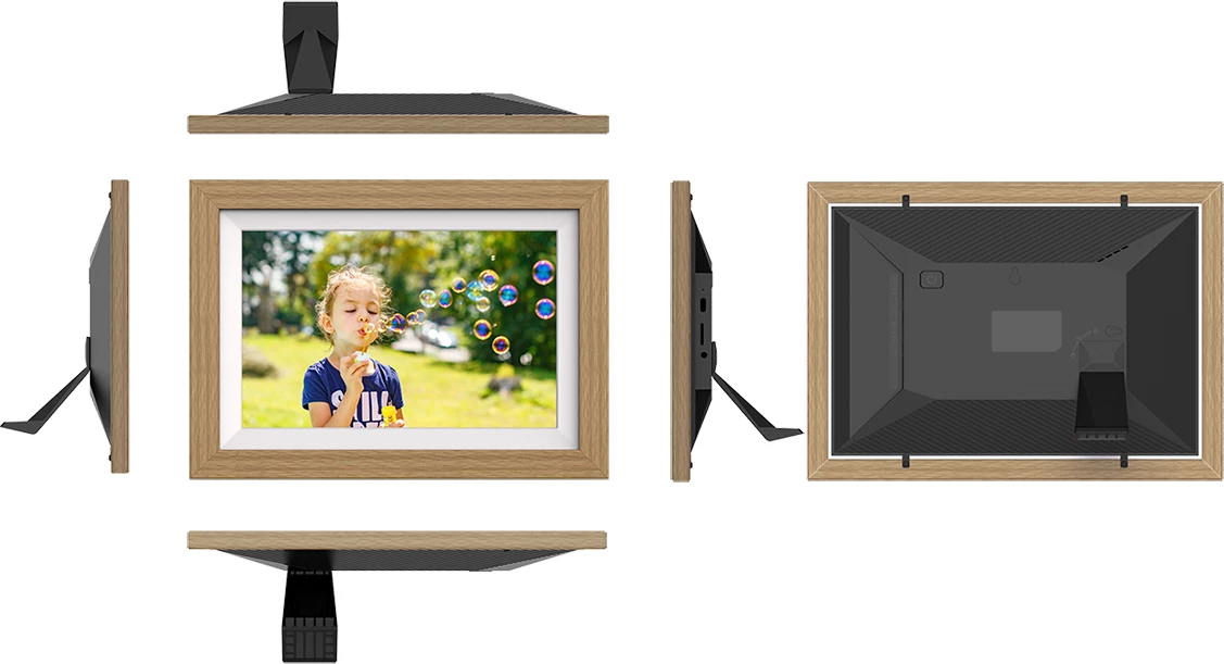 Kornizë fotografish digjitale Wozinsky WRC-32 10.1" IPS 1280×800 me Wi‑Fi dhe Frameo 32GB, me prekje, kafe e çelët