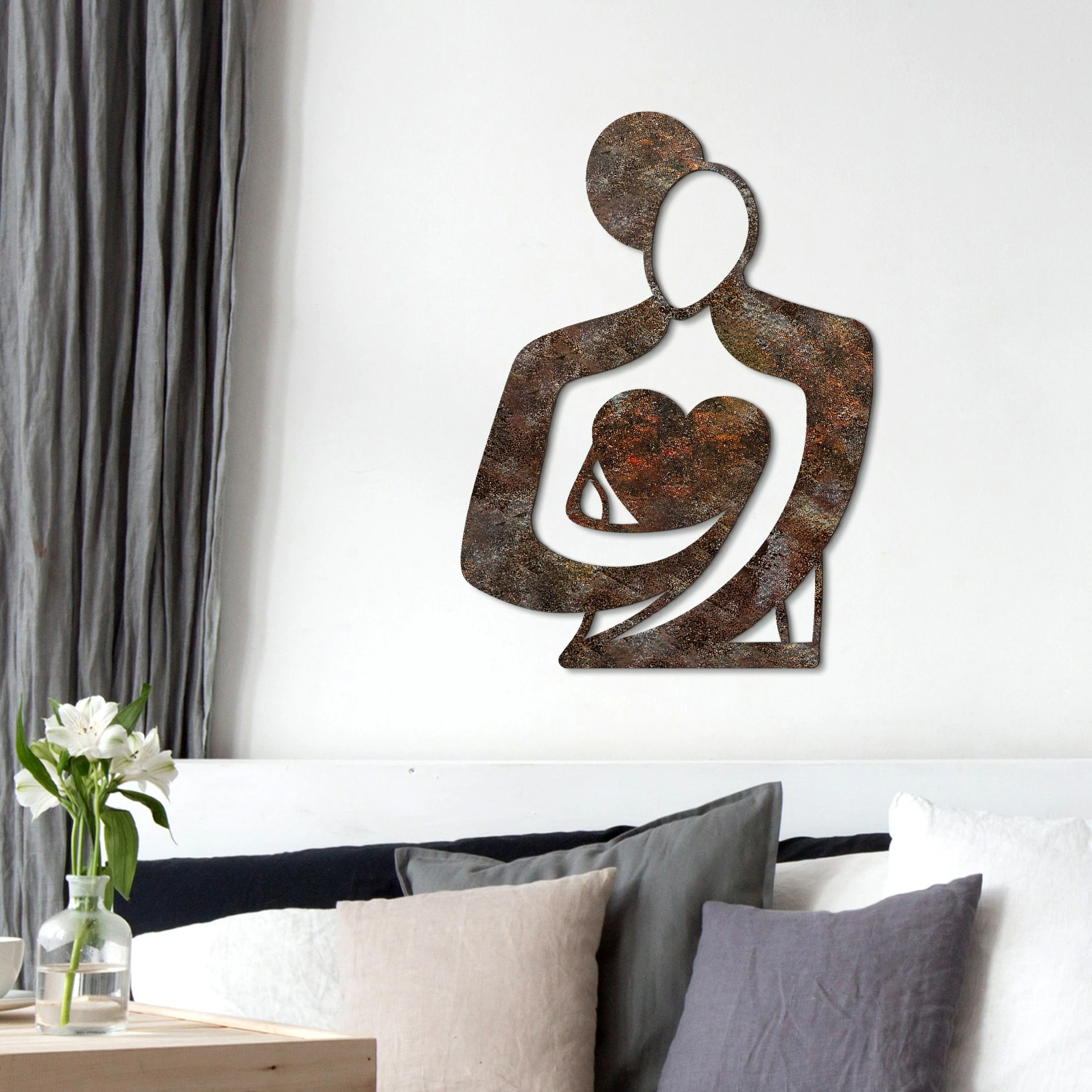 Aksesor dekorativ metalik për mur, Wallity, Rusty Hug