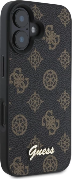 Mbështjellës Guess Peony Script MagSafe për iPhone 16, 6.1", i zi