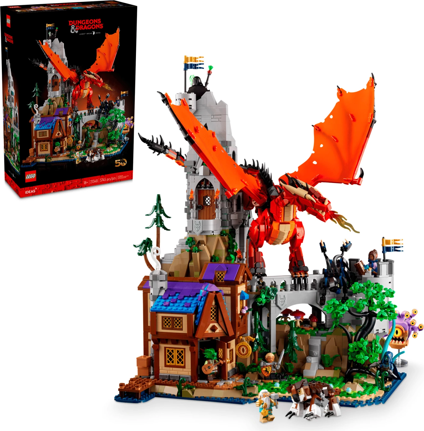 Set LEGO Ideas Dungeons & Dragons Red Dragon’s Tale 21348, 3745 copë, 5 minifigura, 18+