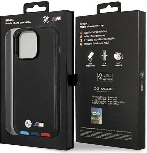 Mbështjellës BMW BMHMP14X22PTDK për iPhone 14 Pro Max 6.7", lëkurë, MagSafe, zi