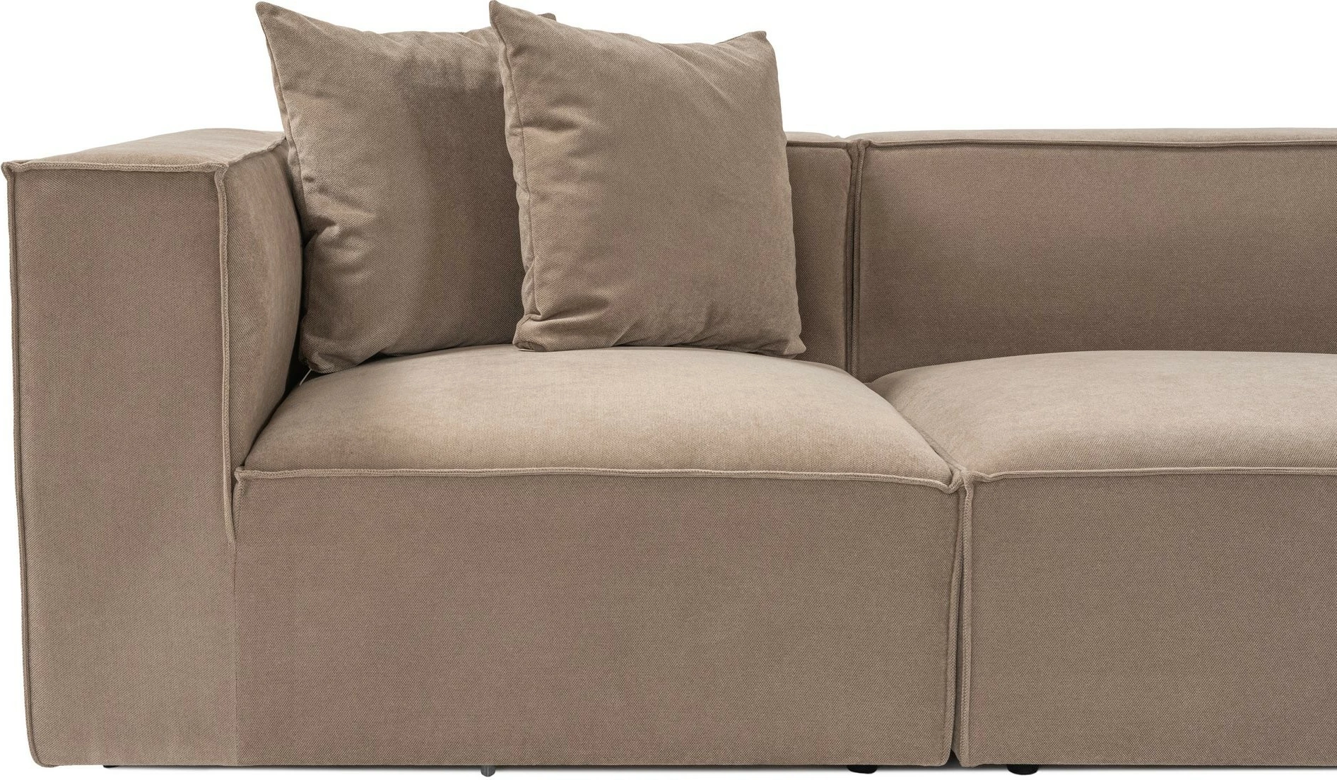 Kënd-sofë Sora me pouffe, ngjyrë kapuçino, Atelier del Sofa