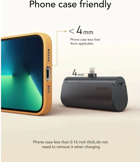 Powerbank VEGER PlugON W0556P 5000 mAh 20W PD me konektor Lightning, e zezë