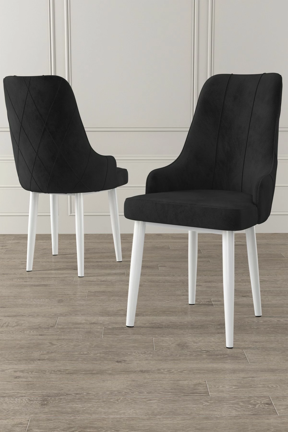 Set 6 karriga Hanah Home Trex, e zezë, e bardhë