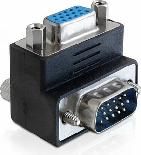 Adapter VGA këndor DeLOCK 65247, D-Sub 15-pin Mashkull në Femër, i zi
