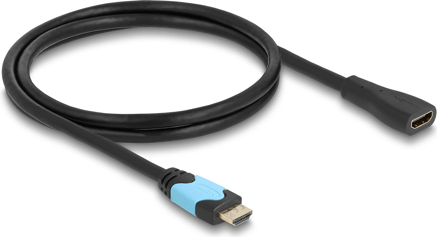 Kabllo zgjatëse HDMI DeLOCK High Speed 48 Gbps, 8K 60Hz, 1 m, Mashkull-Femër, e zezë/tyrqiz