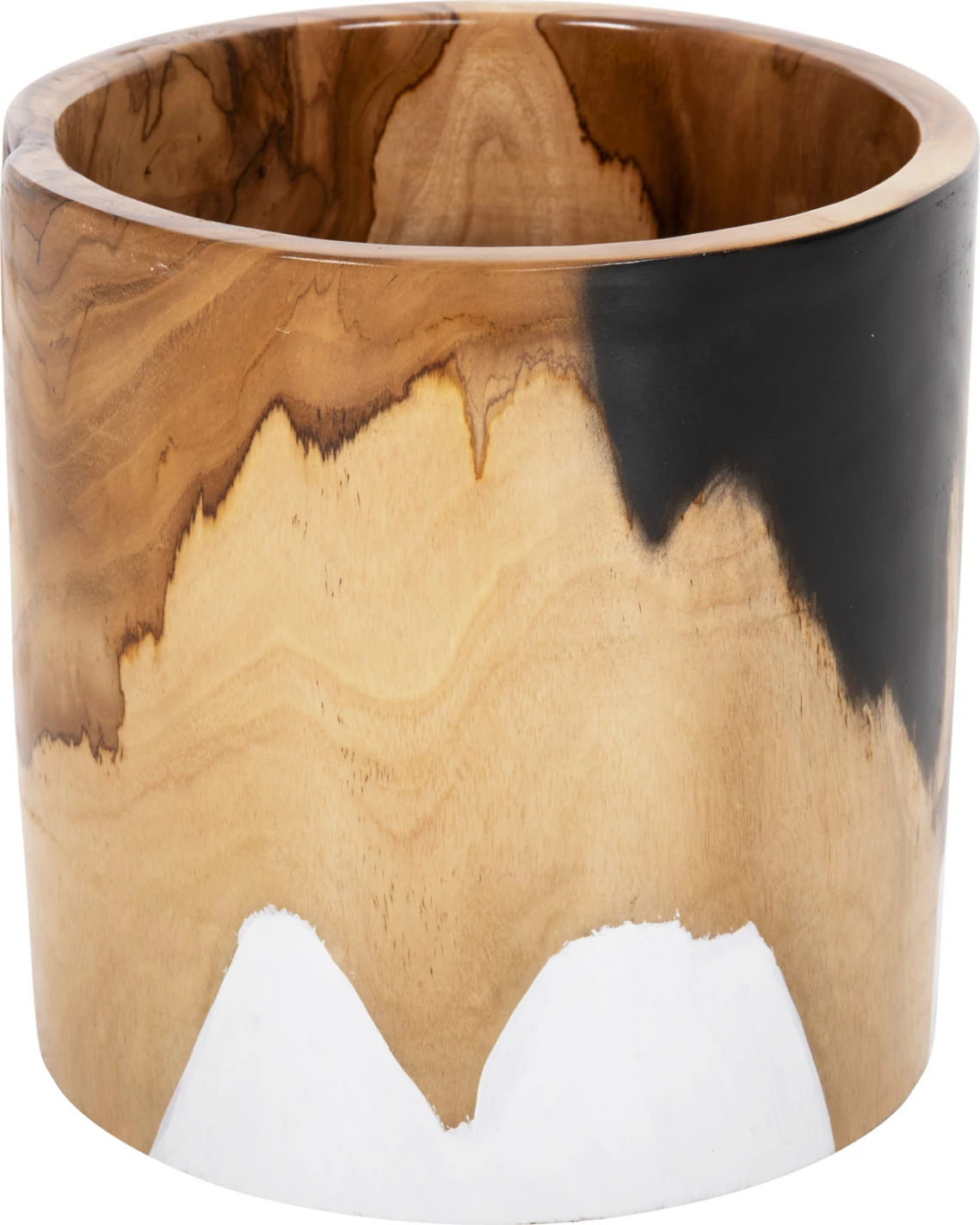 Vazo cilindrike dekorative për tavolinë, dru tik, Φ26x26H cm, FH7727