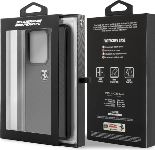 Mbështjellës Ferrari Heritage Carbon për Samsung Galaxy S20 Ultra, i zi