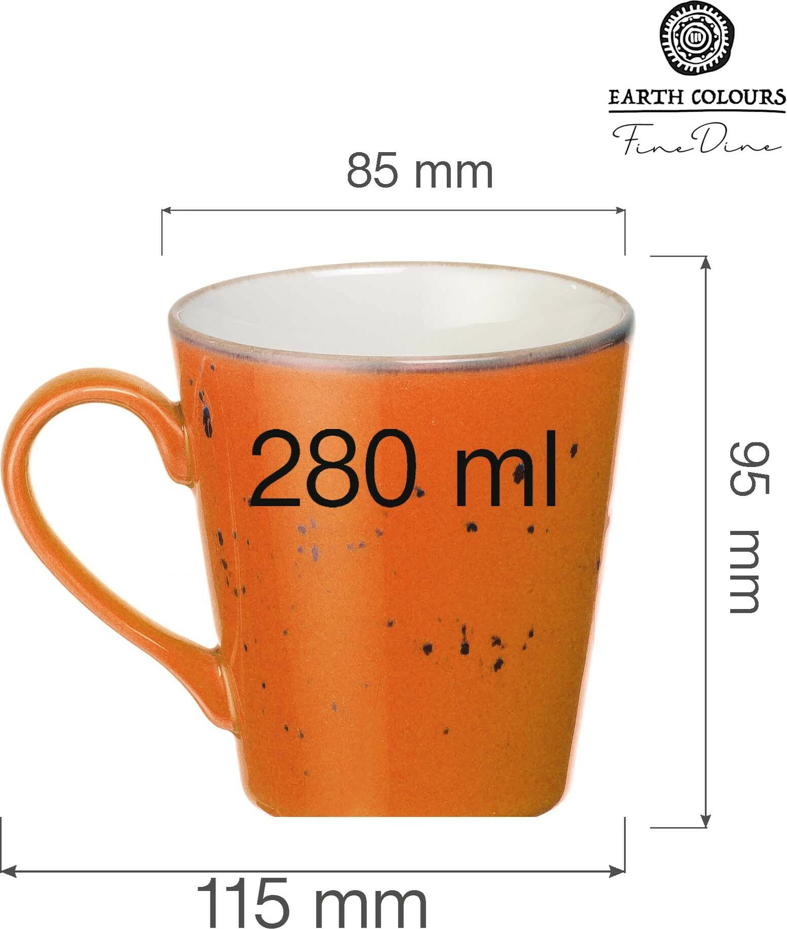 Filxhan Fine Dine Dahlia 280 ml porcelan portokalli, set 6 copë