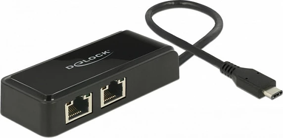 Adapter rrjeti USB-C DeLOCK 63927, 2x RJ45 Gigabit, 5 Gbit/s, i zi