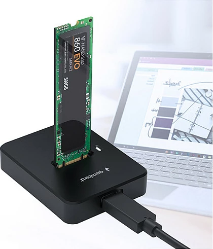 Dock për SSD M.2 Gembird RTL9210B, USB-C 10 Gbit/s, i zi