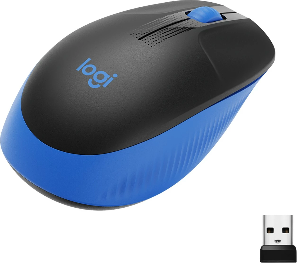Maus Logitech M190 Full-size wireless, Ambidextrous, Optical, RF Wireless, 1000 DPI, Black, Blue