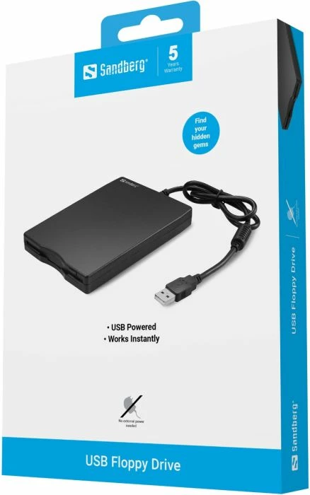 USB floppy drive ekstern Sandberg 133-50, 3.5\" 1.44MB/720KB, USB-A (USB 2.0), i zi, set me manual