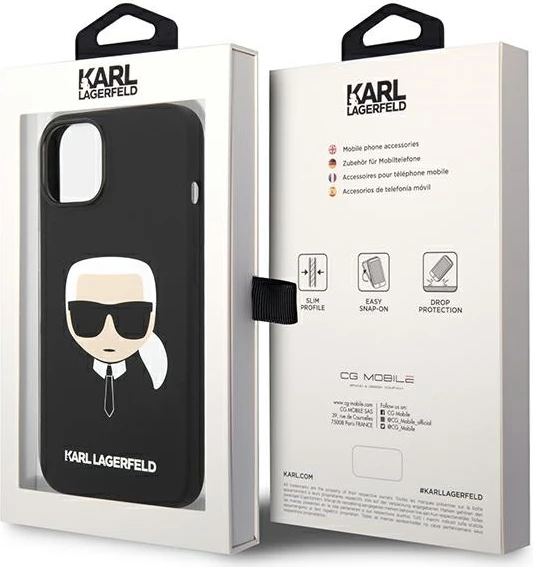 Mbështjellës Karl Lagerfeld KLHCP14MSLKHBK për iPhone 14 Plus 6.7", silikon, i zi