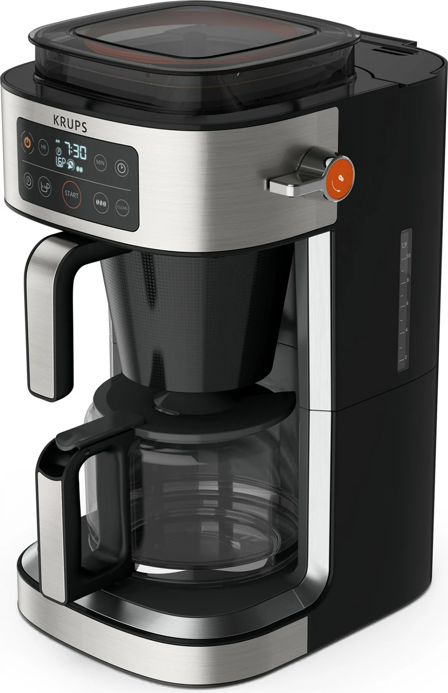Aparat kafeje Krups KM 760D Aroma, drip, 2-10 filxhana, 1.25 L, i zi/argjend
