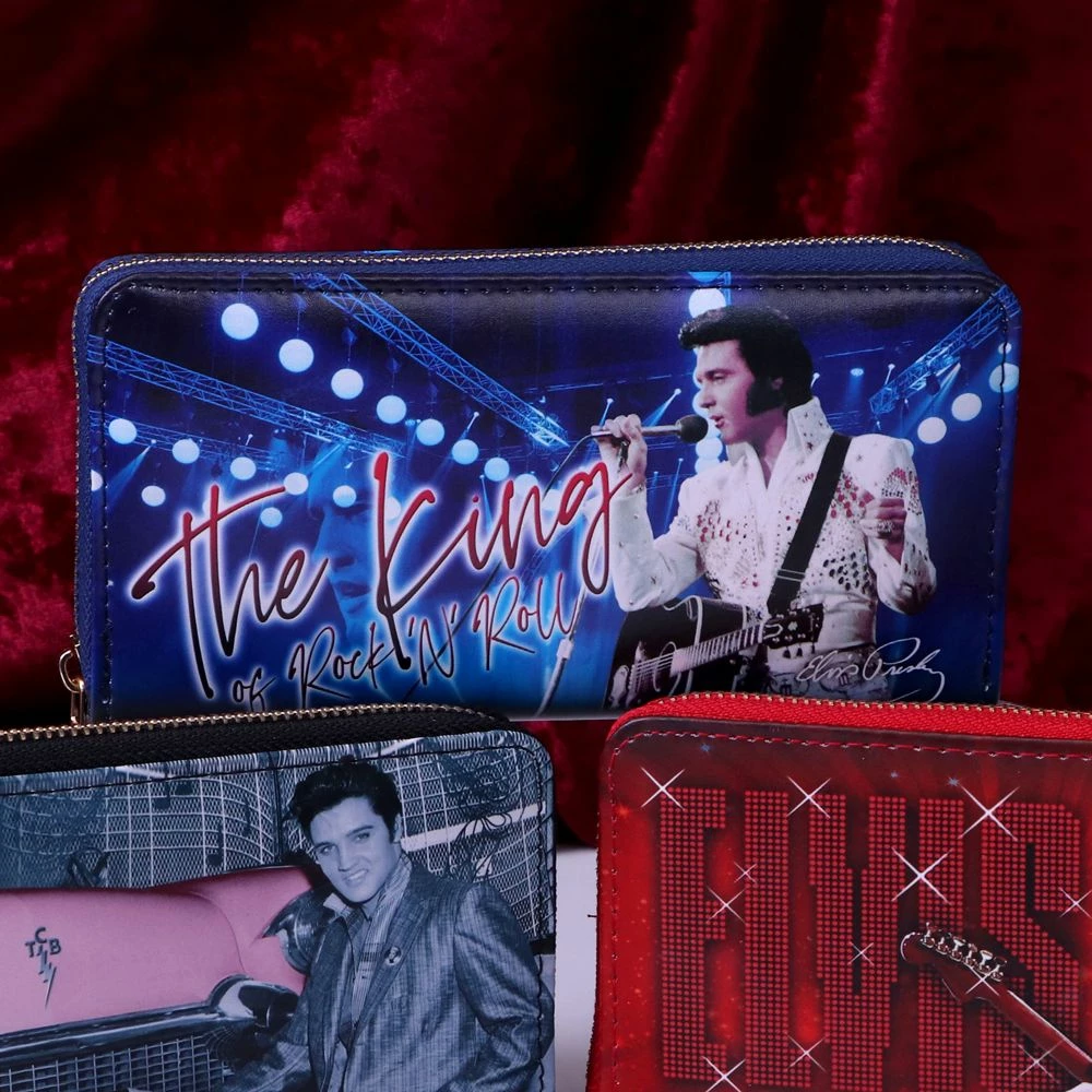 Portofol me zinxhir NEMESIS NOW Elvis The King of Rock'n'Roll, blu e errët
