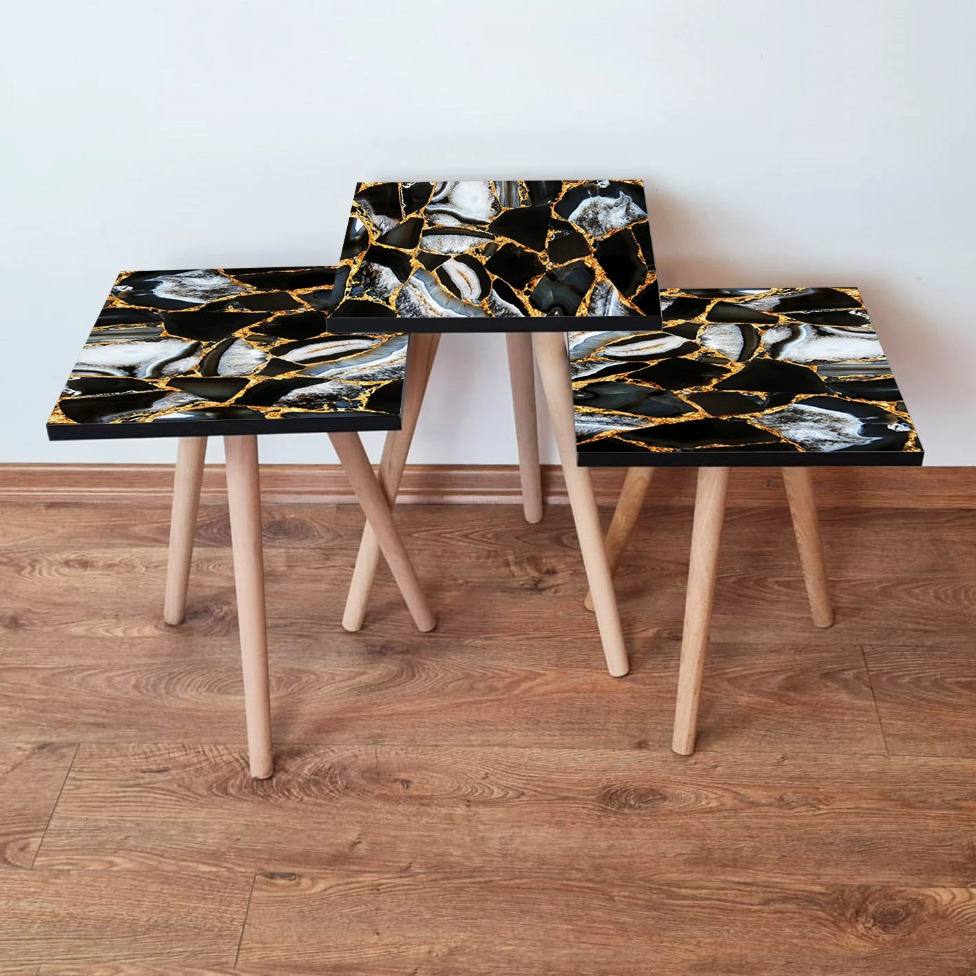 Set tavolinash ndihmëse, 3 copë, Skye Decor, e zezë, 3Shp99