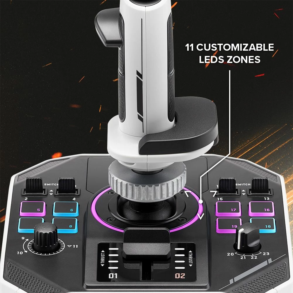 Joystick fluturimi Thrustmaster SOL-R 1 për PC, 44 funksione, H.E.A.R.T. 16-bit, RGB, bardhë/zi