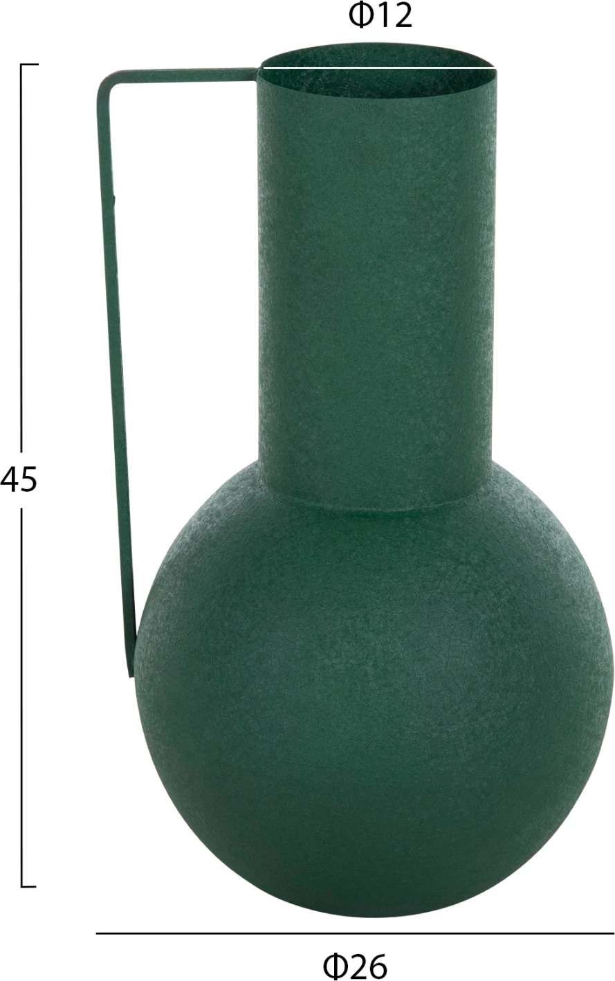 Vazo dekorative FLAGON FH4260.03 metalike në ngjyrë të gjelbër Φ26x45Hcm