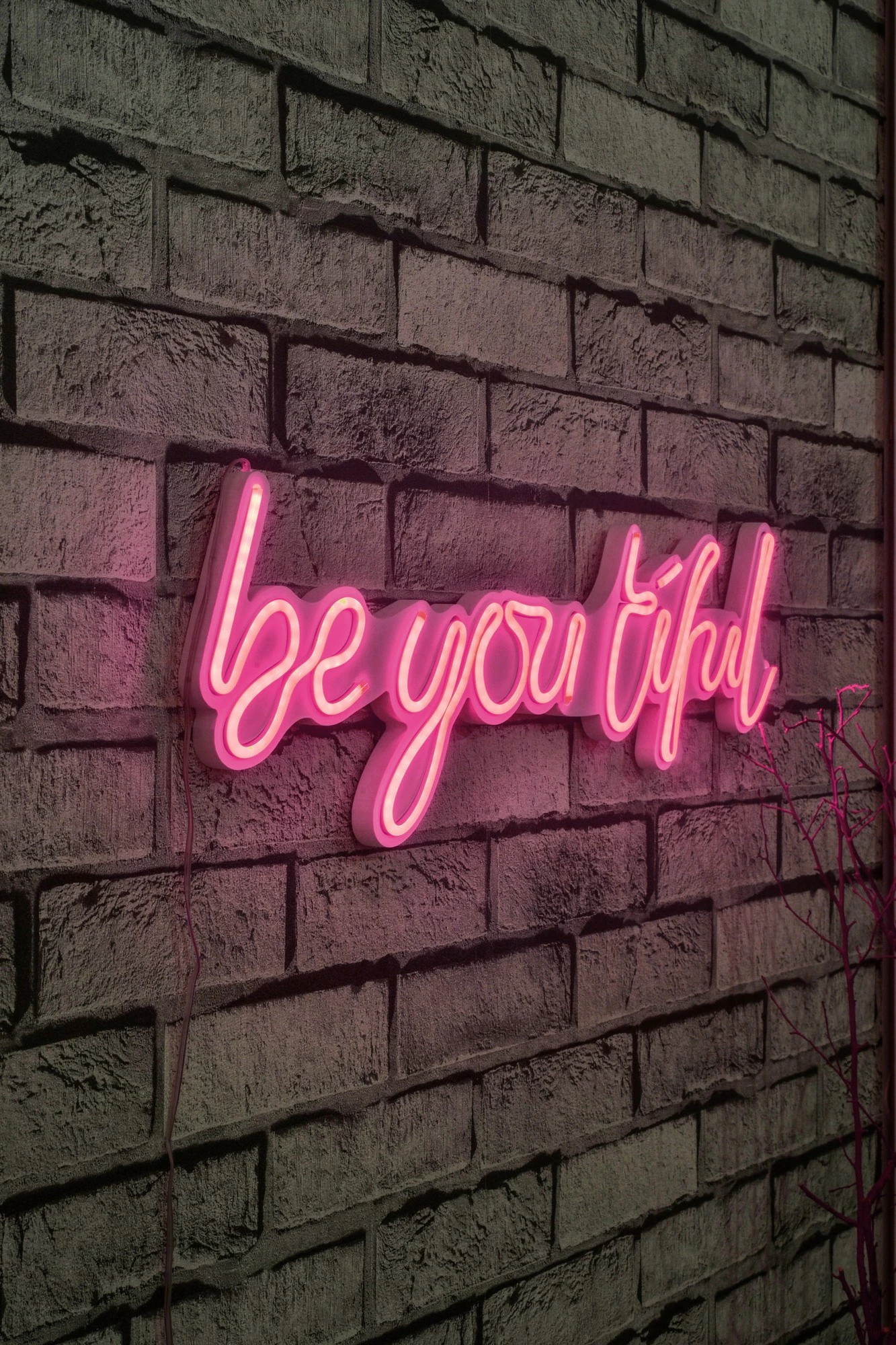 Dritë dekorative LED në mur, 'be you tiful', plastikë, ngjyrë rozë - 2